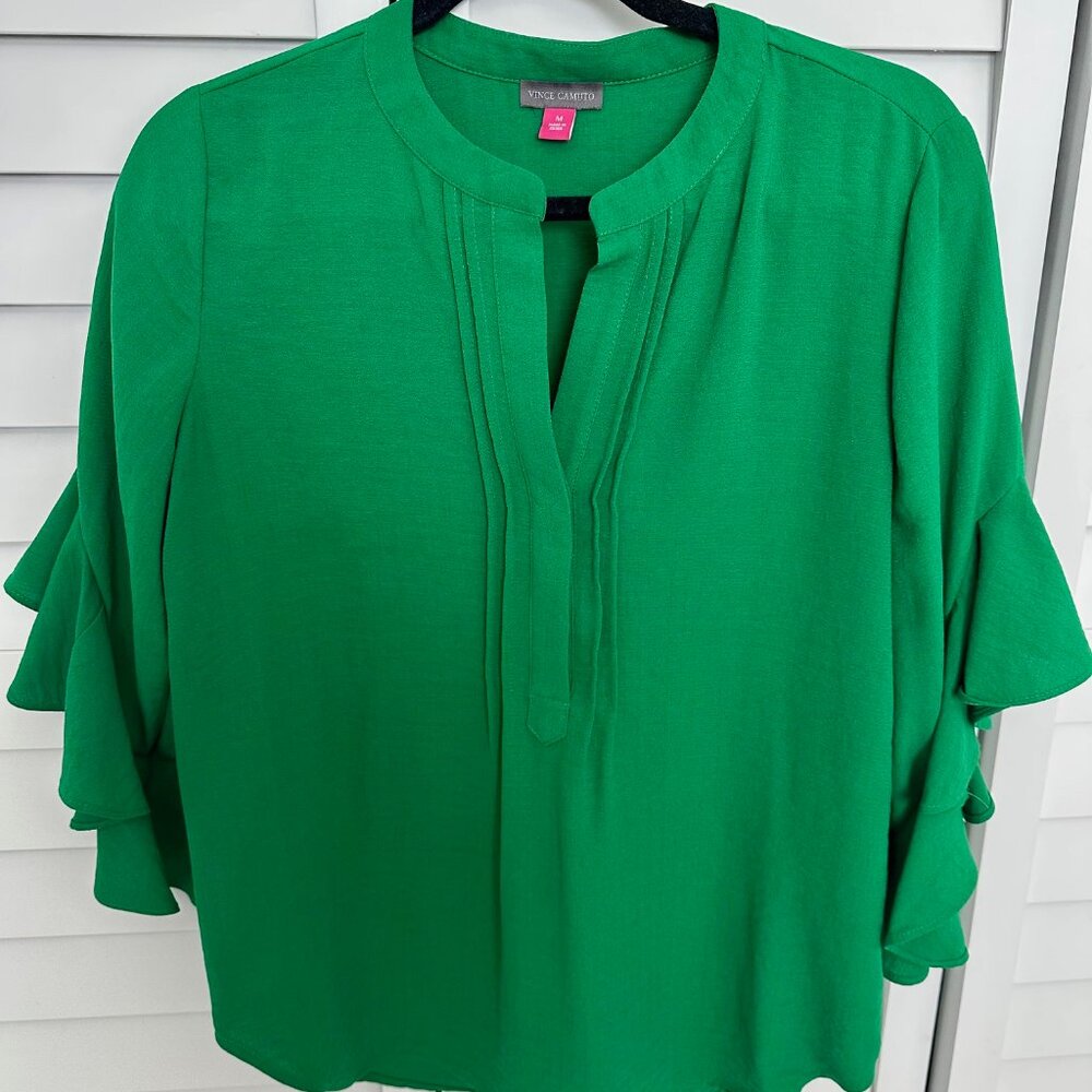 Vince Camuto Women's Ruffle Sleeve Henley Blouse Size Medium